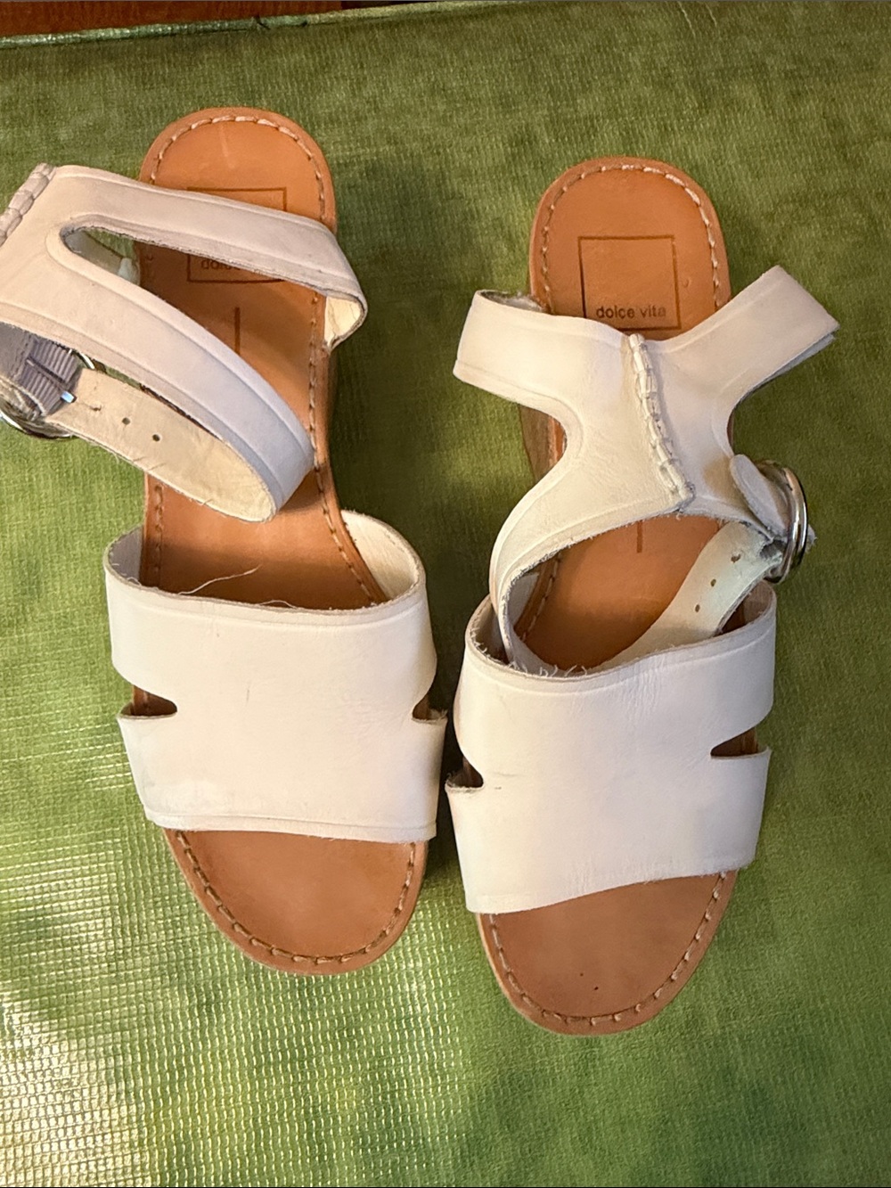 Dolce Vita White Leather Buckle Ankle Sandals